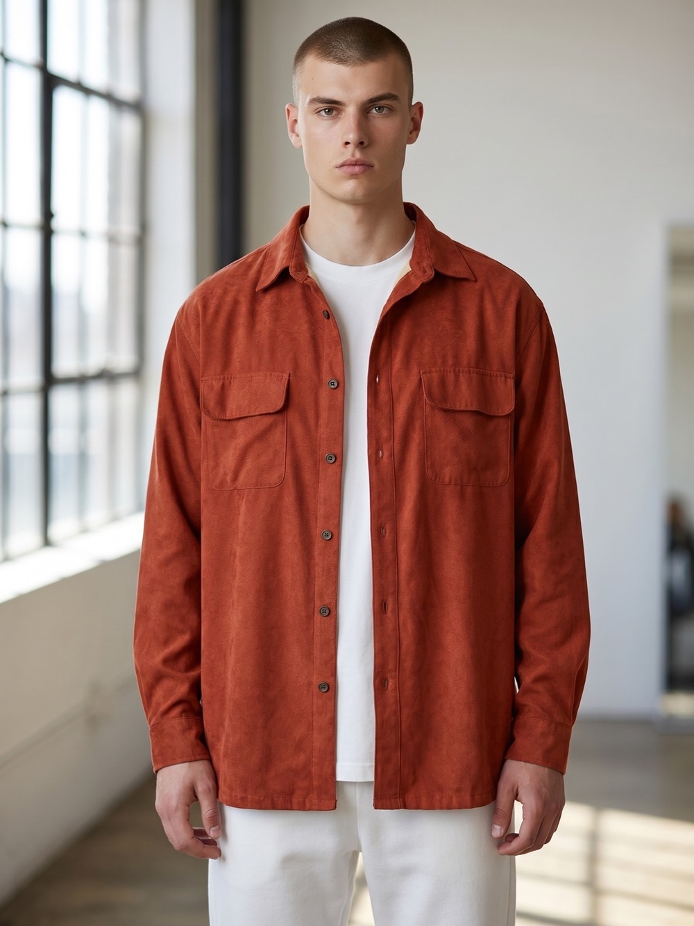 ▪️ Consensus • Rust Button-Up Shirt Jacket • Mens Medium